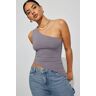 Garage Asymmetric Off Shoulder Tank Top Smoked Out Grey XS Women