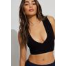 Garage Plunge V-Neck Rib Tank Top Jet Black M Women