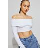 Garage Off Shoulder Long Sleeve Top Bright White XXS Women