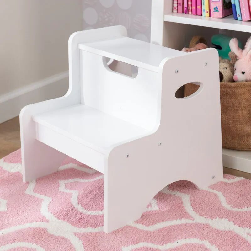 Kidkraft Two Step Stool In White, Kids Furniture   Easy-Clean, Sturdy Wood Construction, Durable Finish