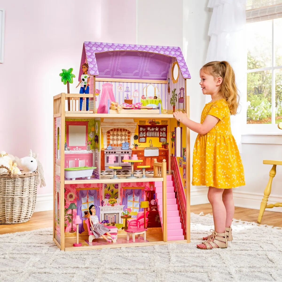 Kids Kidkraft Kayla Dollhouse   Sturdy Wood Construction