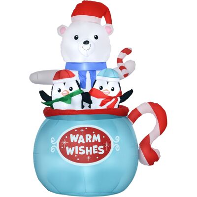 Outsunny 5ft Inflatable Christmas Blessed Polar Bear and Penguins in the Blessed Cup, Blow-Up Outdoor LED Yard Display for Garden, Party, Holiday Outsunny 5ft Inflatable Christmas Blessed Polar Bear and Penguins in the Blessed Cup, Blow-Up Outdoor LED Yard Display for Garden, Party, Holiday