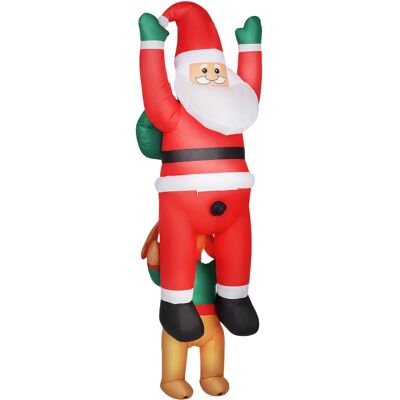 Outsunny 7FT Hanging Christmas Inflatable Santa with Dog, Christmas Blow Up Decoration with Built-in LED Lights for Garden Outsunny 7FT Hanging Christmas Inflatable Santa with Dog, Christmas Blow Up Decoration with Built-in LED Lights for Garden