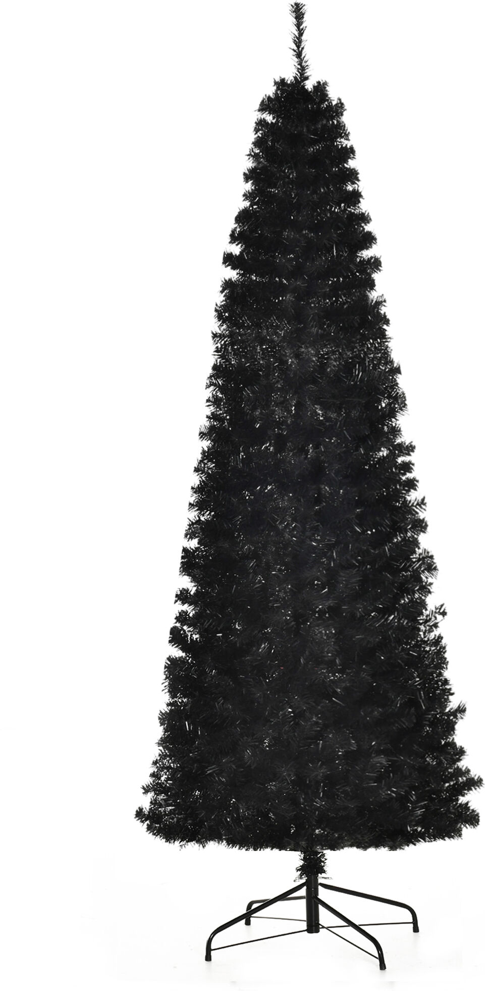 HOMCOM Flocked Christmas Tree 7ft Black Slim with Stand Halloween Style Holiday Decoration   Aosom.com