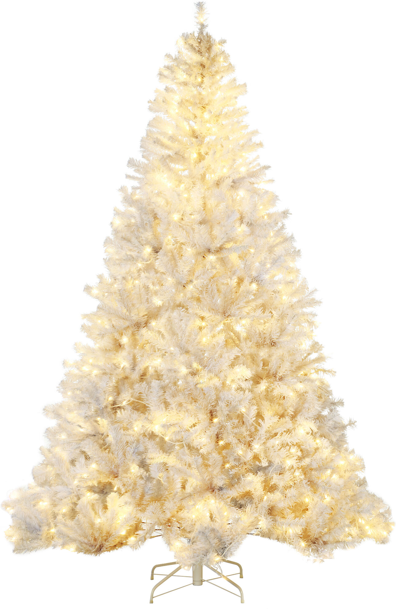 HOMCOM 7.5' Prelit Artificial White Christmas Trees Home Decor, with Warm White LED Lights, Auto Open, Steel Base, White