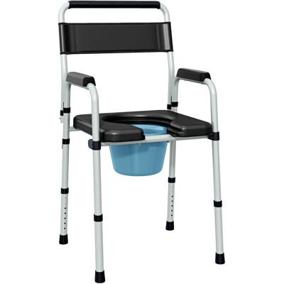 HOMCOM Bedside Commode Chair for Seniors, Adults, Handicap, Raised Toilet Seat with Arm, Adjustable Height, 300 lbs, Black HOMCOM Bedside Commode Chair for Seniors, Adults, Handicap, Raised Toilet Seat with Arm, Adjustable Height, 300 lbs, Black