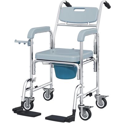 HOMCOM Shower Chair with Wheels for Seniors, Bedside Commode Chair with Locking Wheels, Seat, Backrest, Arms, Gray Aosom.com HOMCOM Shower Chair with Wheels for Seniors, Bedside Commode Chair with Locking Wheels, Seat, Backrest, Arms, Gray Aosom.com