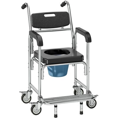 HOMCOM 3-in-1 Shower Commode Wheelchair, Accessible Transport Commode Medical Rolling Chair, Black HOMCOM 3-in-1 Shower Commode Wheelchair, Accessible Transport Commode Medical Rolling Chair, Black