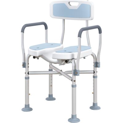 HOMCOM Bath Seat with Adjustable Height, Anti-slip, HDPE Padded Shower Chair with Arms and Back, Light Blue HOMCOM Bath Seat with Adjustable Height, Anti-slip, HDPE Padded Shower Chair with Arms and Back, Light Blue
