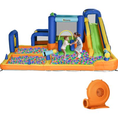 Outsunny Ultimate Water Slide 7-in-1 with Pool, Climbing Wall, Water Cannon, Basketball Hoop, Boxing, Football for Kids 3-8 Years Aosom.com Outsunny Ultimate Water Slide 7-in-1 with Pool, Climbing Wall, Water Cannon, Basketball Hoop, Boxing, Football for Kids 3-8 Years Aosom.com