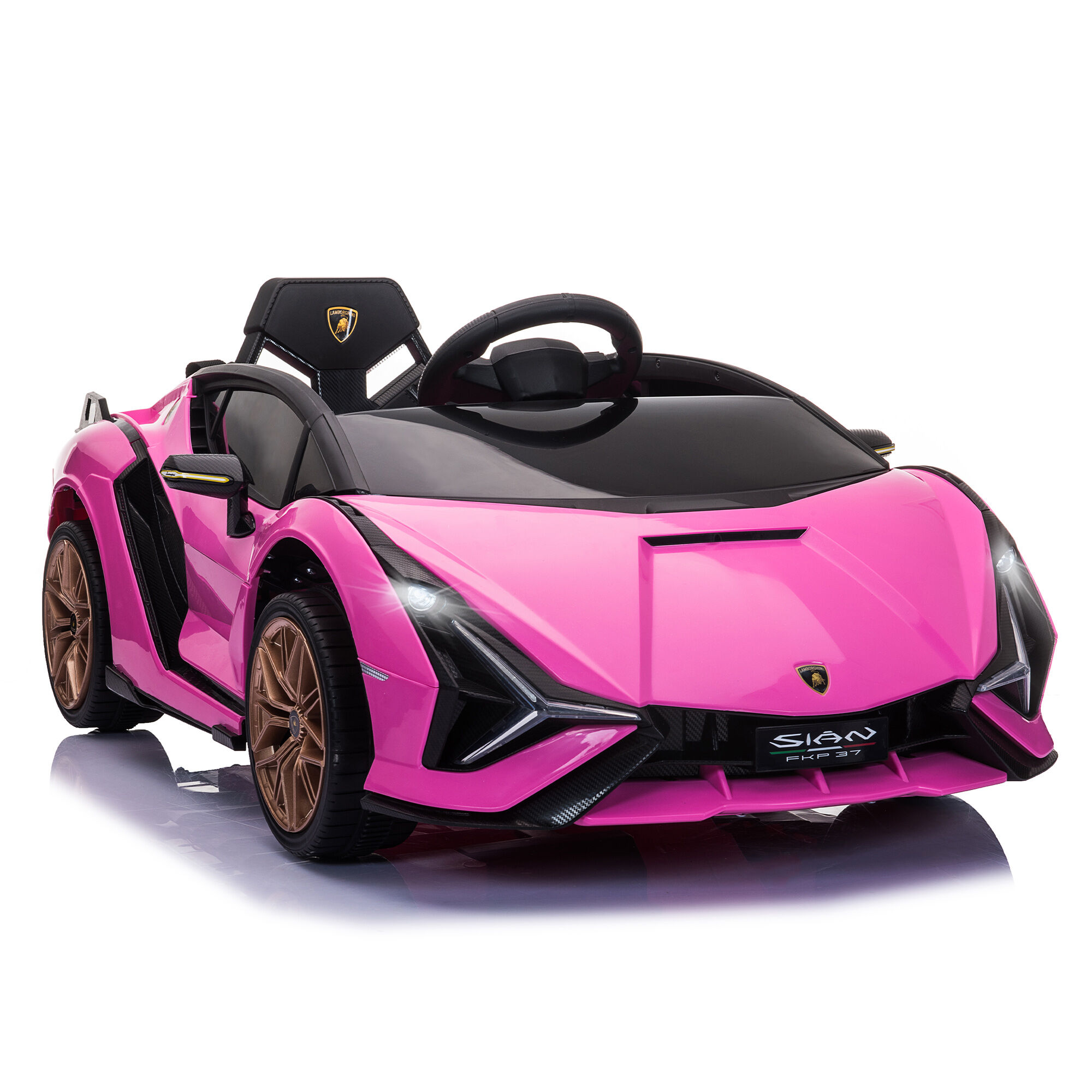 Aosom Lamborghini Licensed Kids Ride On Car - 12V, Battery-Powered, Electric Sports Toy, Remote Control, Horn & Music, Pink, Ages 3-5   Aosom.com