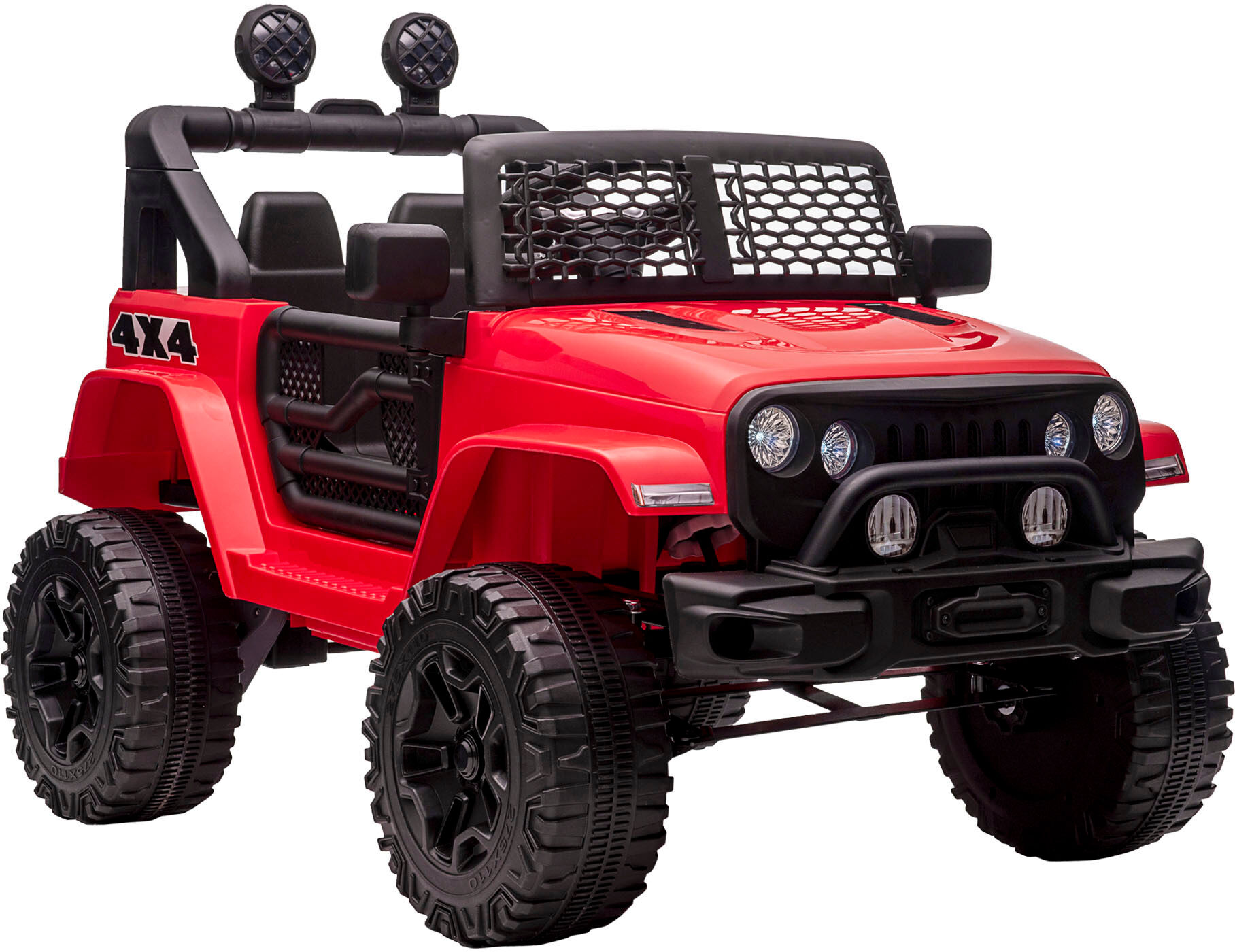 Aosom 12V Kids Ride On Car, Electric Battery Powered Off Road Truck Toy with Parent Remote Control, LED Lights, Horn & Adjustable Speed, Red