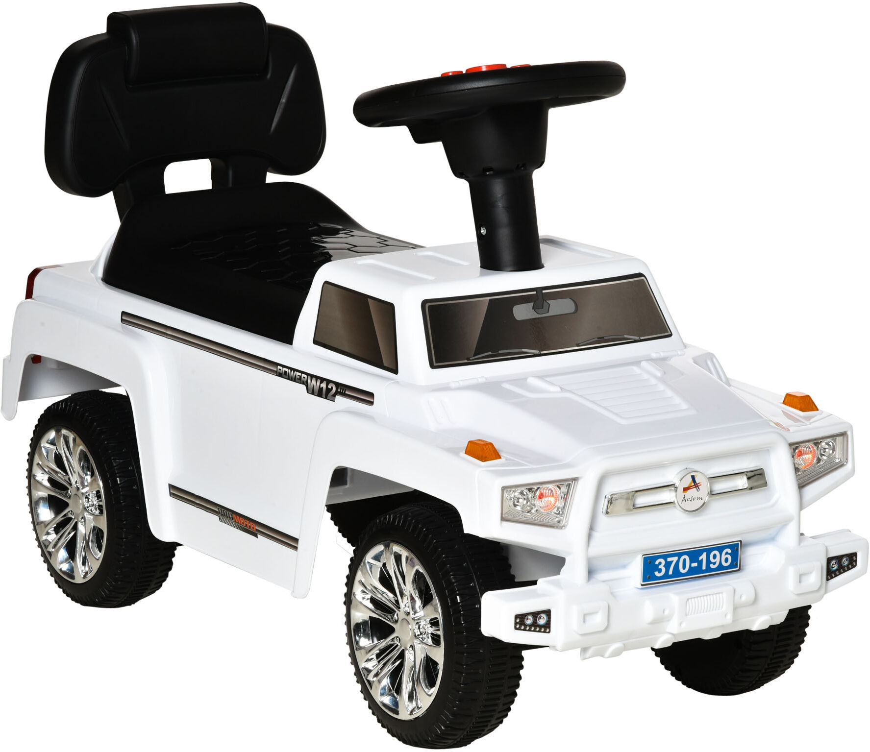 Aosom White SUV Style Kids Push Car Ride On Toy with Music Horn Lights and Storage   Aosom.com