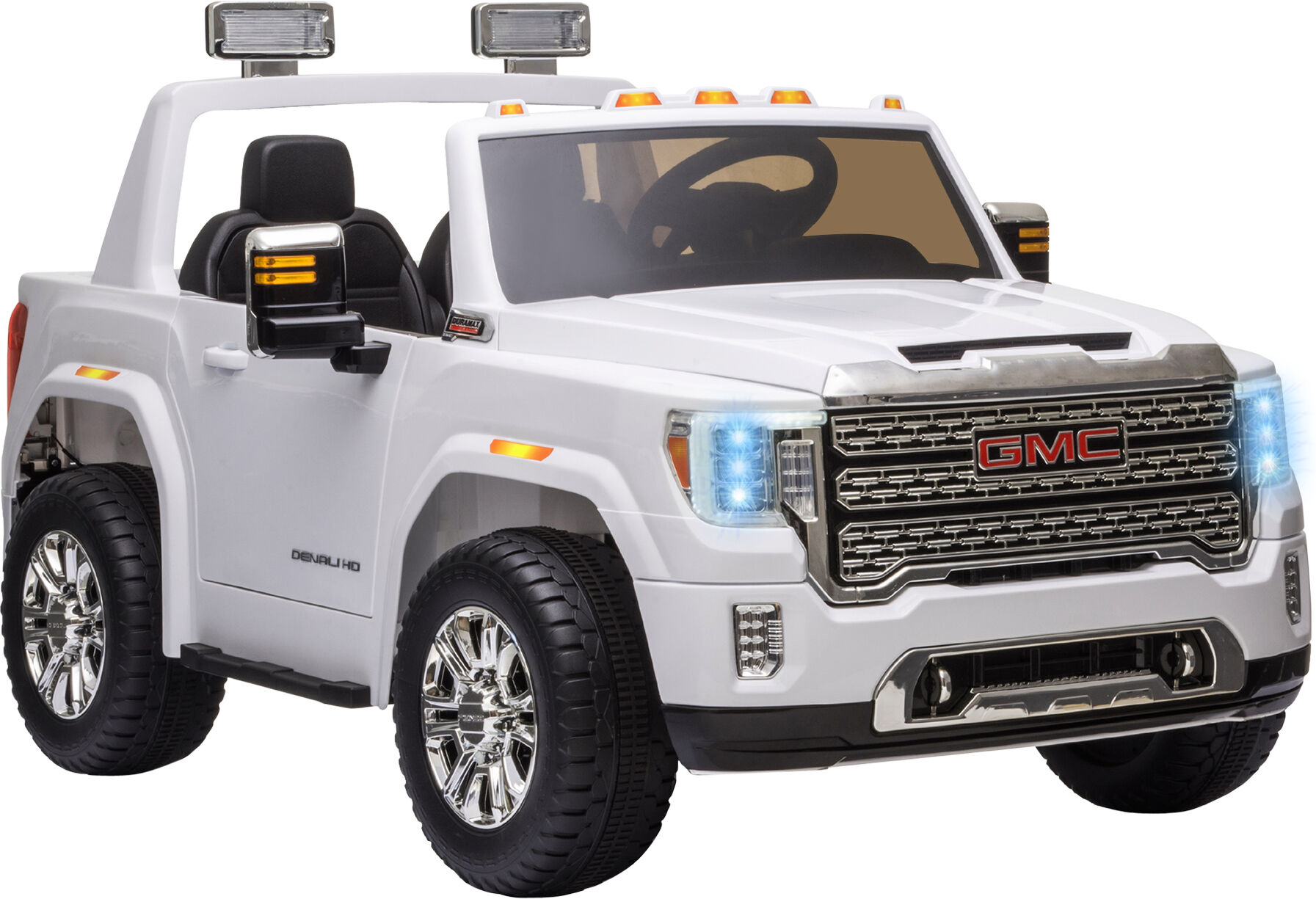 Aosom 12V GMC Sierra HD Battery Kids Ride On Car with Remote Control, Bright Headlights & Working Suspension, White for Kids 3-8, White