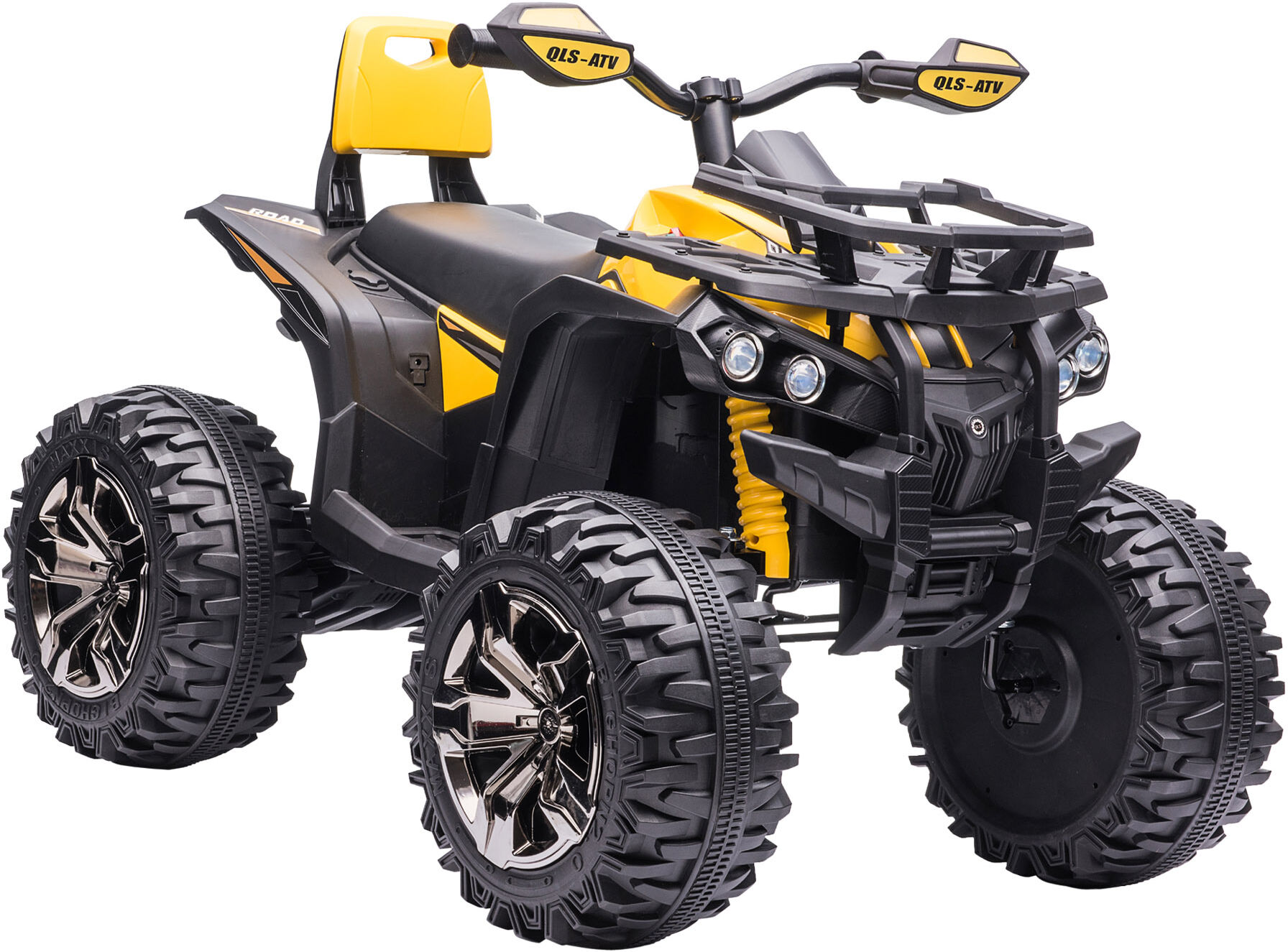 Aosom Kids ATV 12V Ride on Car with Music Realistic Headlights Wide Wheels Rechargeable Electric Yellow   Aosom.com