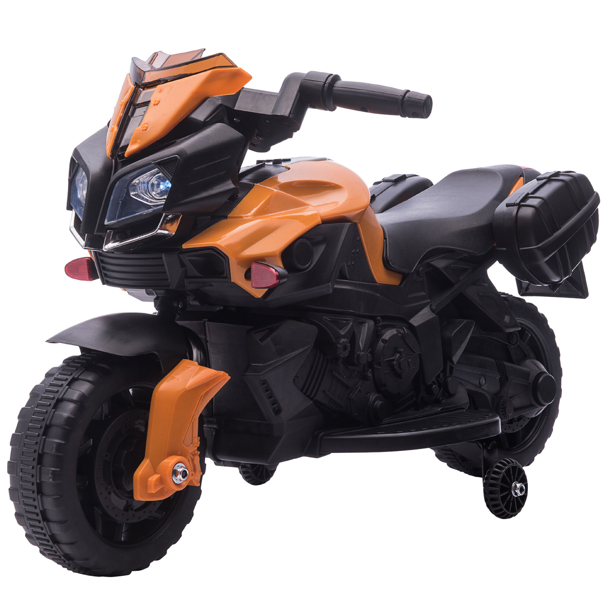 Aosom 6V Kids Electric Motorcycle Dirt Bike Ride-On Toy Off-Road Street Bike with Pedal Headlights Training Wheels Orange   Aosom.com