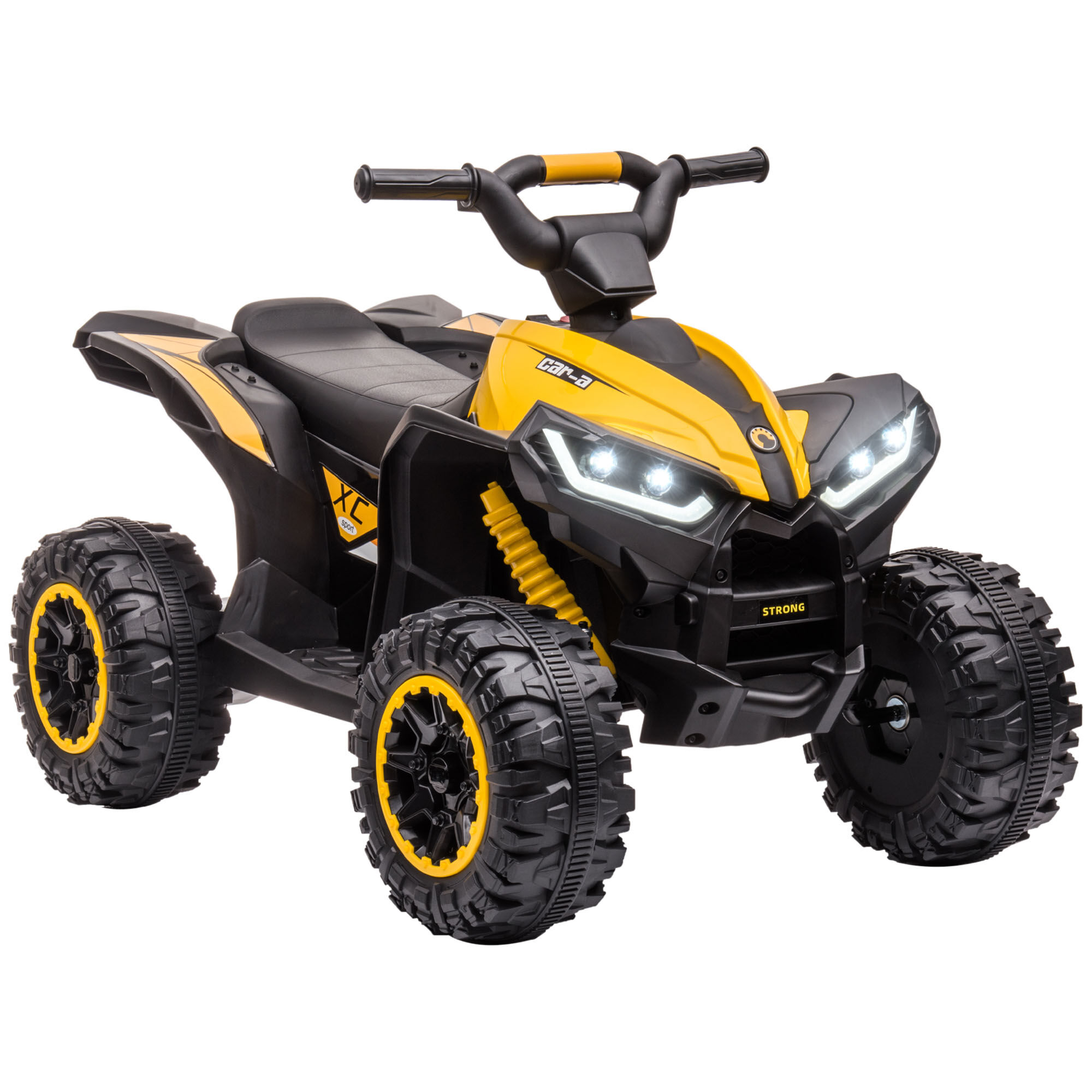Aosom 12V Quad ATV for Kids Yellow Dual Motors LED Lights Music Suspension System Ride On Car for 3-5 Years   Aosom.com