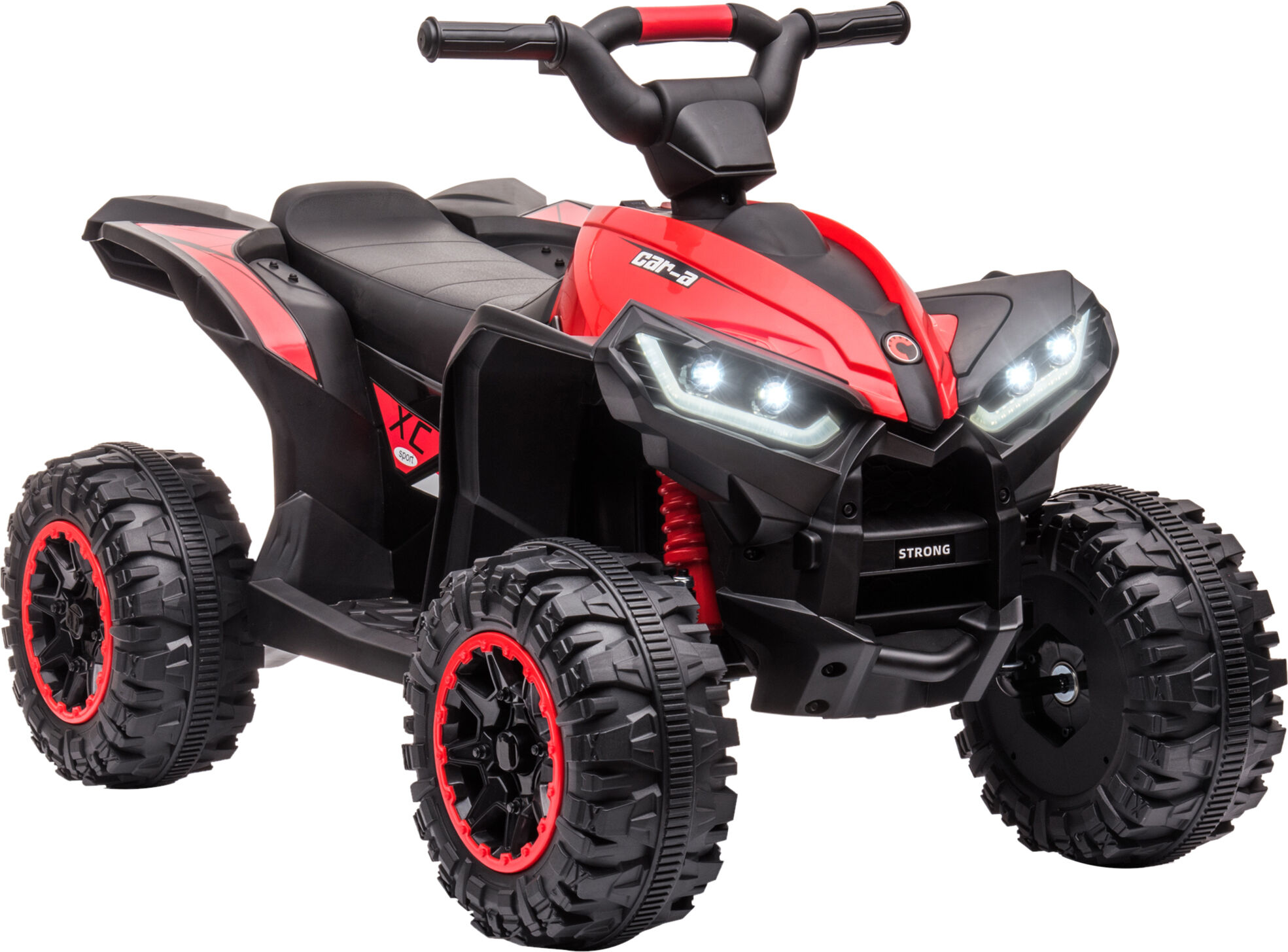 Aosom 12V Kids Ride-On Quad Car   4-Wheelers with LED Headlights, Music   Dual Motor Electric ATV, Red   Aosom.com