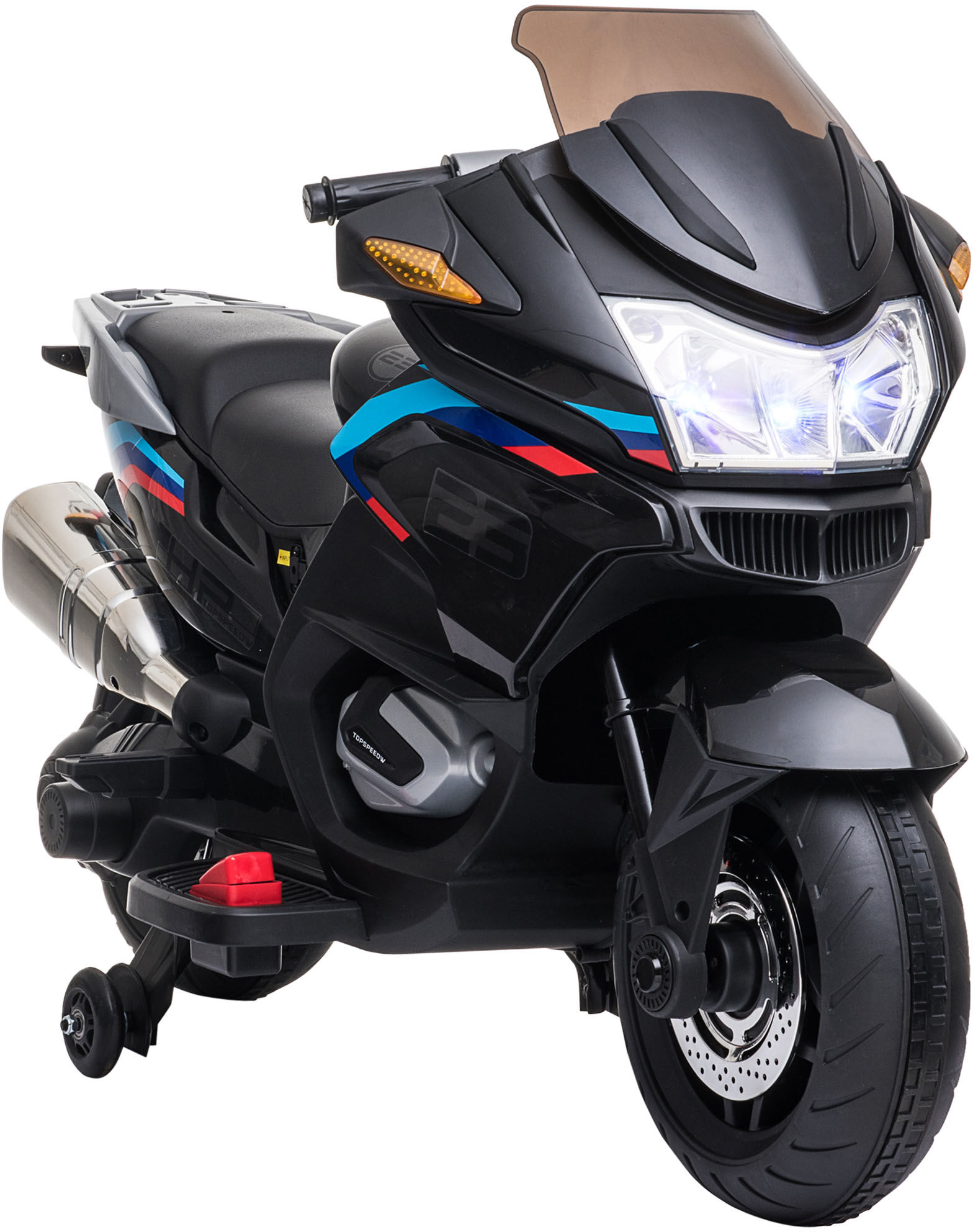 Aosom 12V Electric Kids Motorcycle   Training Wheels, Light & Music Features   Battery-Powered Motorbike, Black   Aosom.com