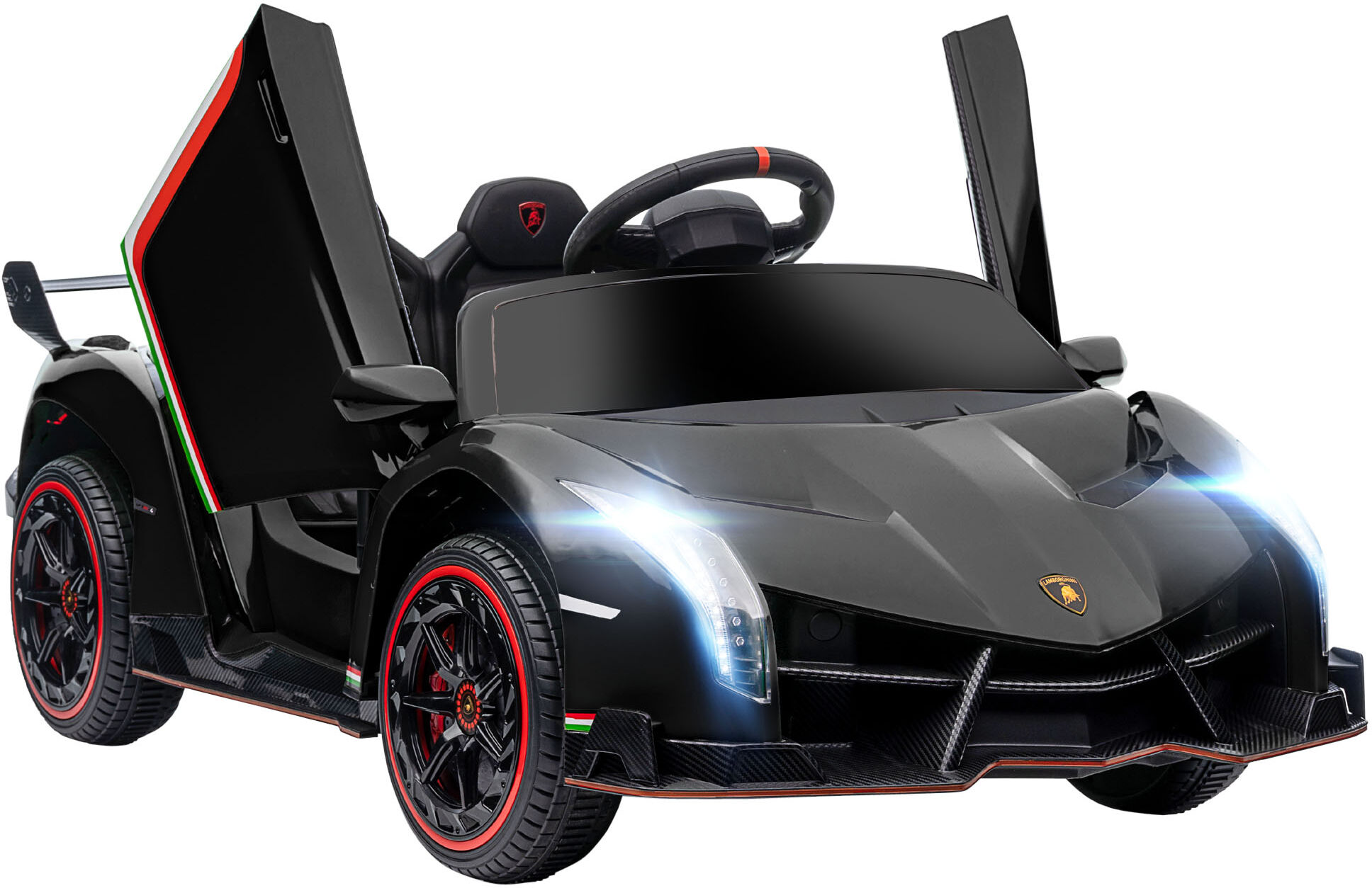 Aosom Licensed Lamborghini Veneno Kids 12V Black Ride-On Car with RC Bluetooth Suspension Horn Music Lights   Aosom.com