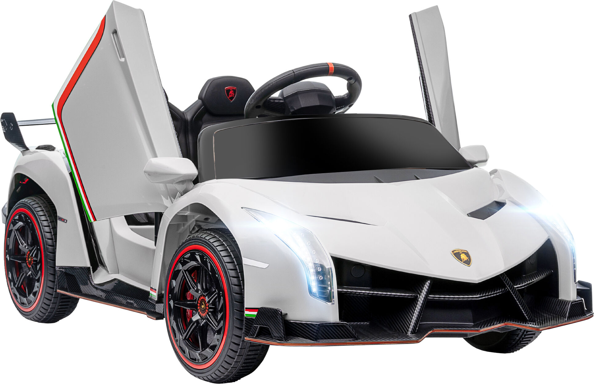 Aosom Licensed Lamborghini Veneno Kids 12V White Ride-On Car with RC Bluetooth Suspension Horn Music Lights   Aosom.com