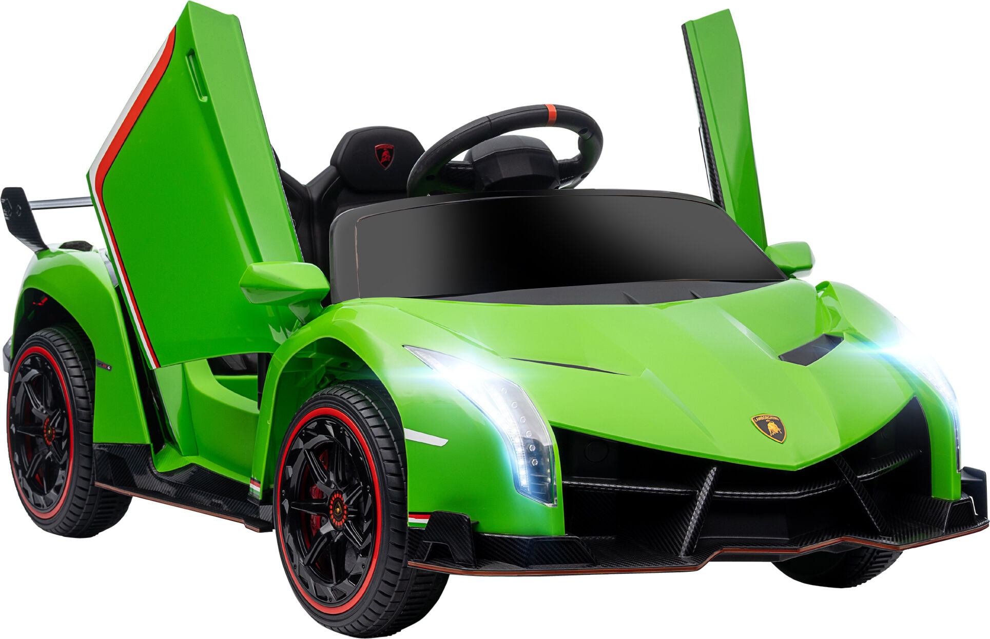 Aosom Licensed Lamborghini Veneno Kids 12V Green Ride-On Car with RC Bluetooth Suspension Horn Music Lights   Aosom.com