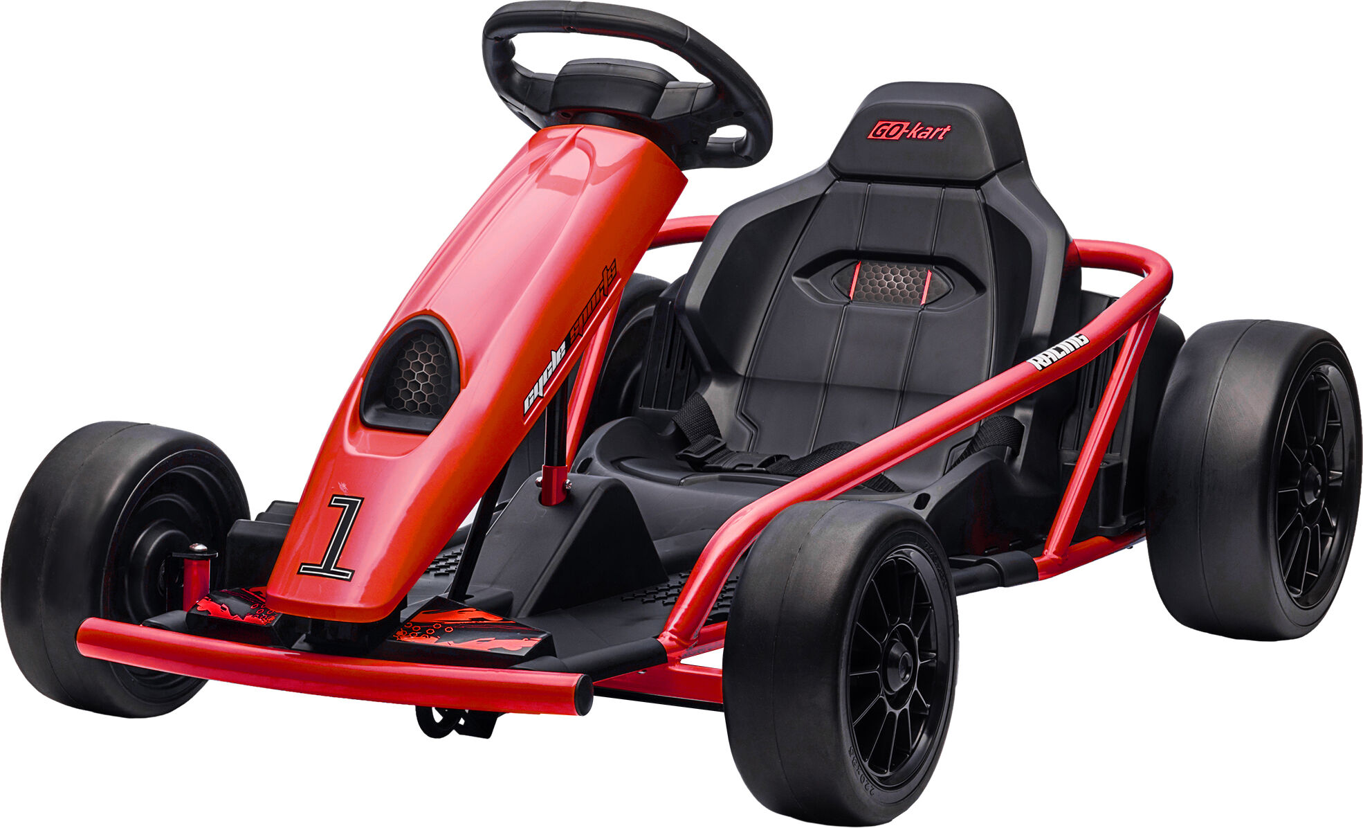 Aosom 24V Electric Go Kart for Kids, Drift Ride-On Racing Go Kart with 2 Speeds, for Boys Girls Aged 8-12 Years Old, Red