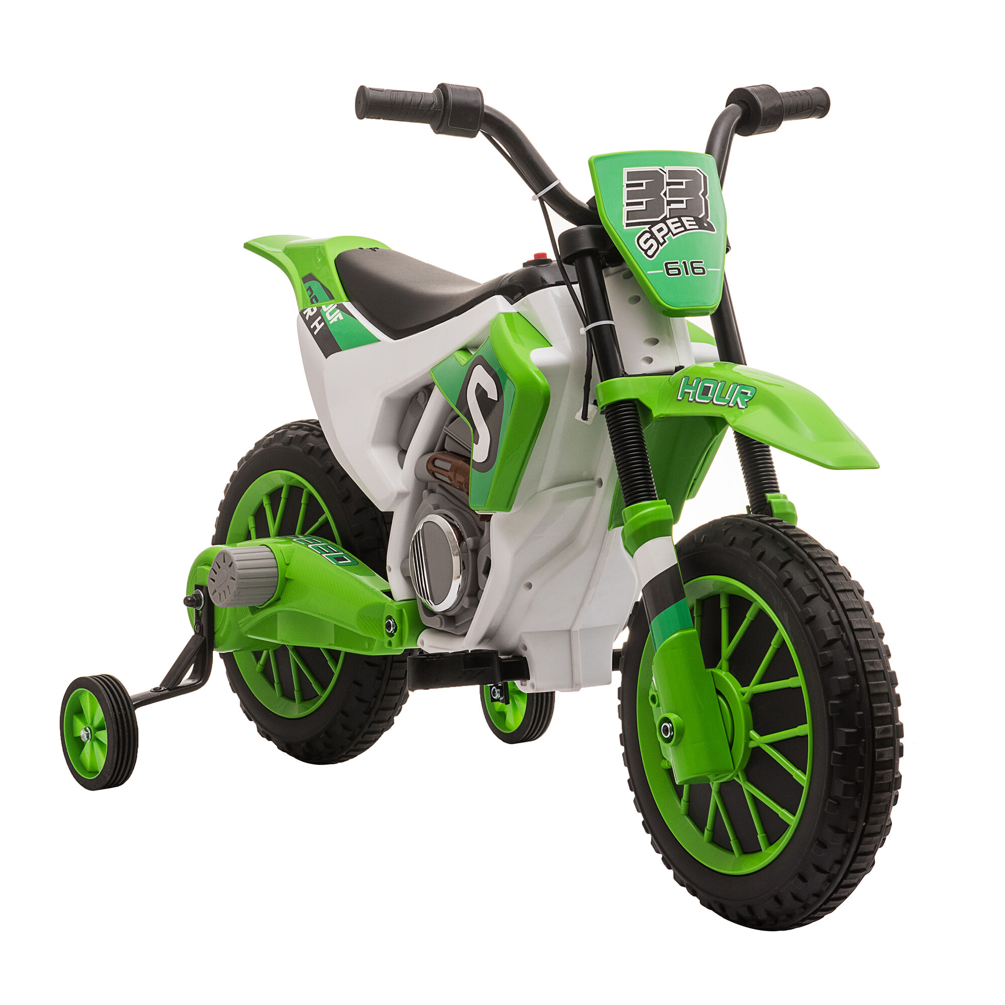 Aosom 12V Electric Motorcycle for Kids Battery-Powered Ride-On Off-road Street Bike with Charging Battery Training Wheels Green   Aosom.com