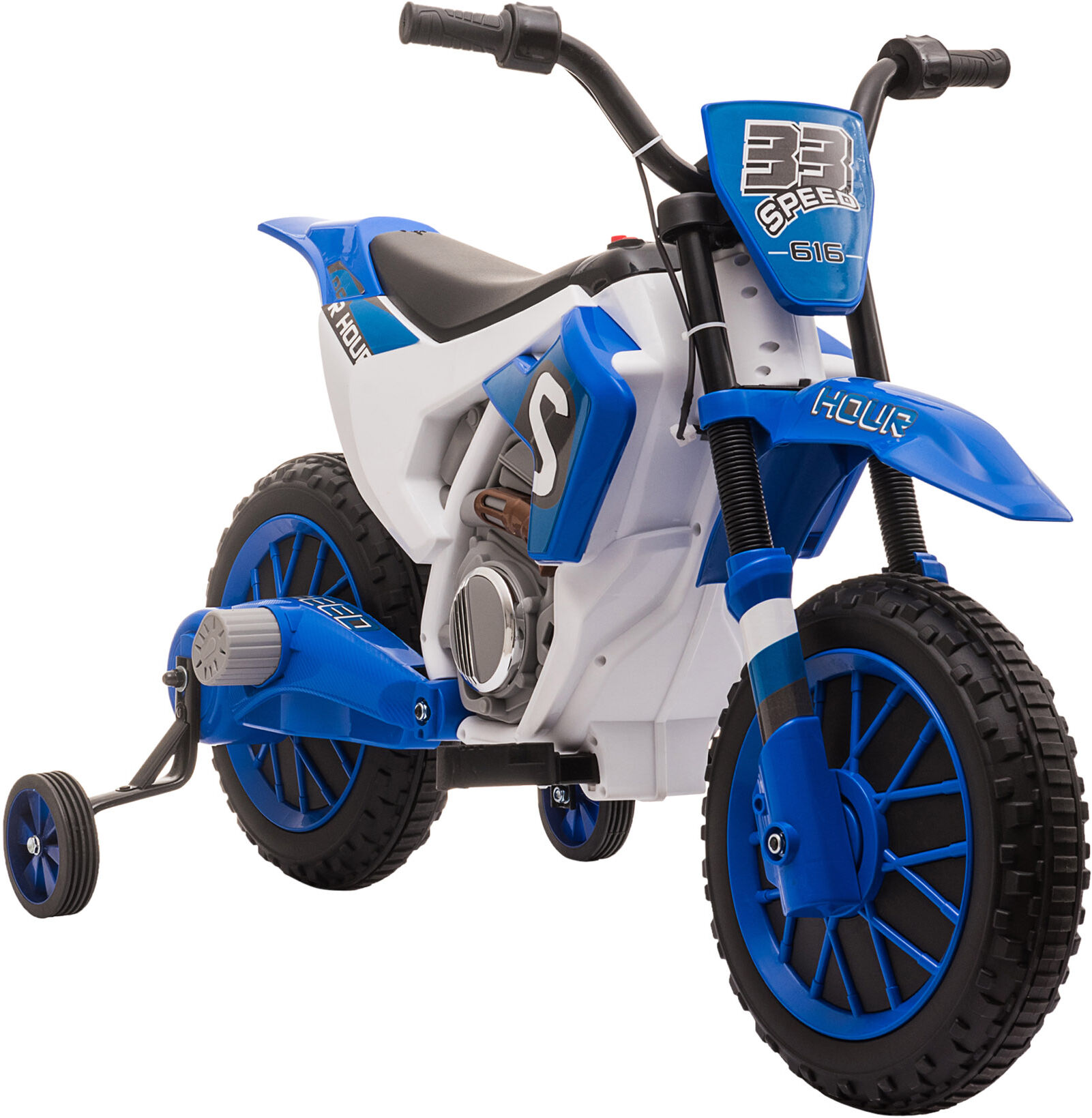 Aosom 12V Electric Motorbike for Kids Battery-Powered Motorcycle Ride-On Toy with Charging Battery Training Wheels Blue   Aosom.com