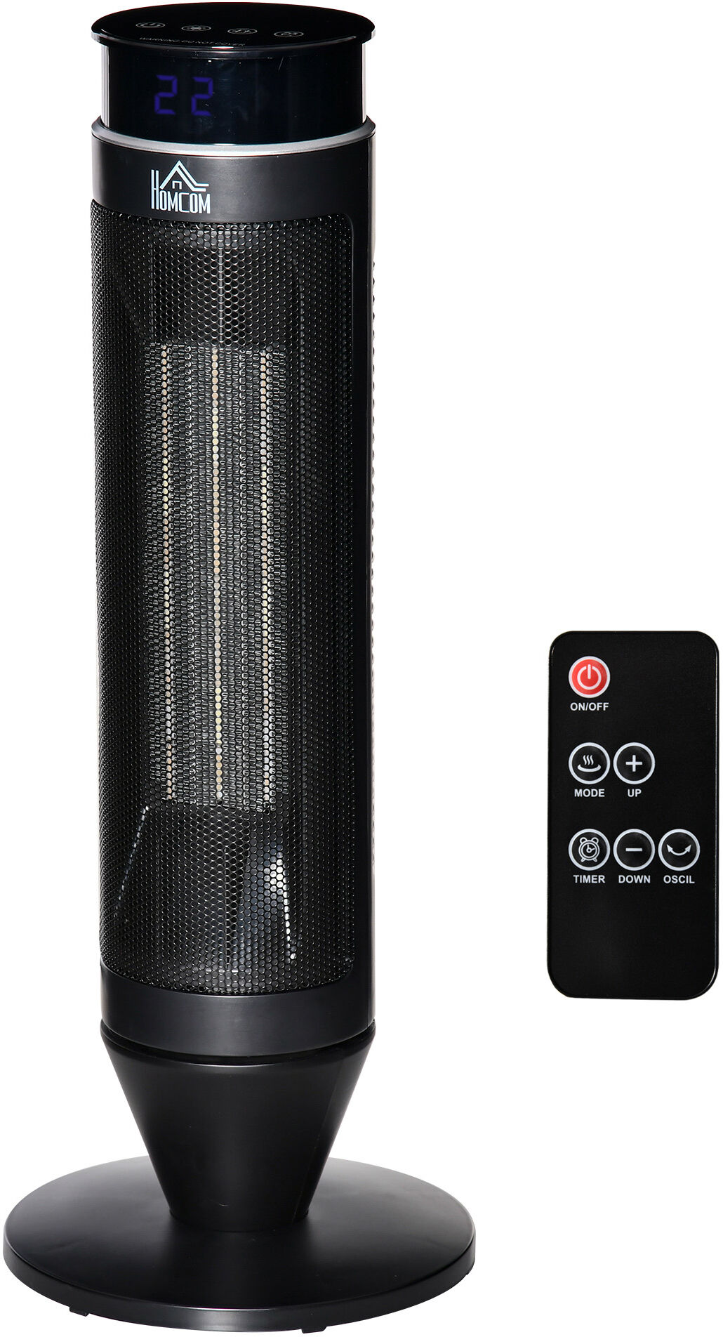 HOMCOM 2-In-1 Tower Heater Indoor Portable Electric Space Heater with Oscillation Remote Control 8H Timer Three Modes   Aosom.com