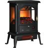 HOMCOM 23" Small Electric Fireplace, Free standing Fireplace Heater with Realistic Flame, Adjustable Temperature, Timer, 1000W/1500W, Black