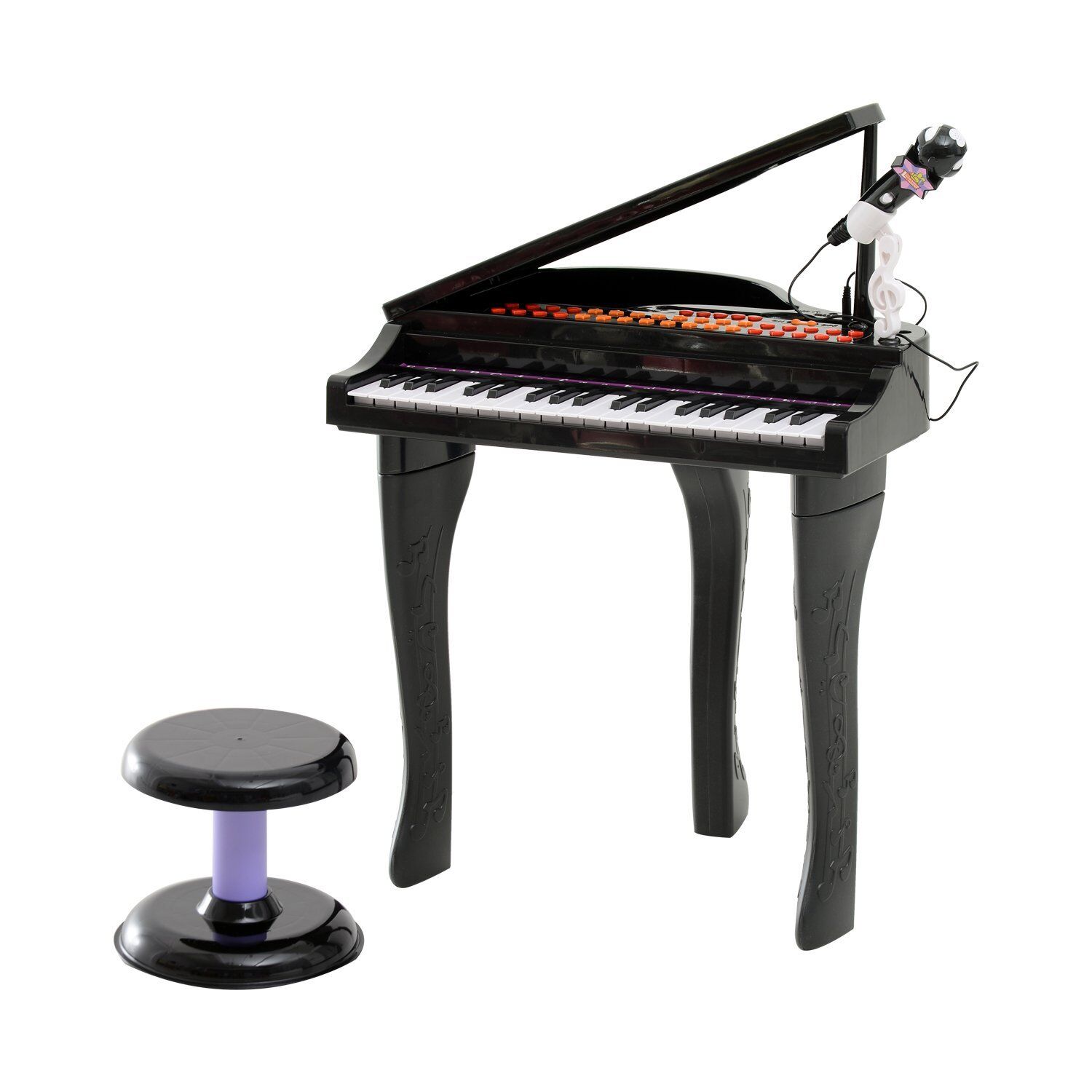 Qaba Kids 37 Key Black Grand Digital Piano Set, Includes Microphone & Stool, Encourages Musical Creativity   Aosom.com