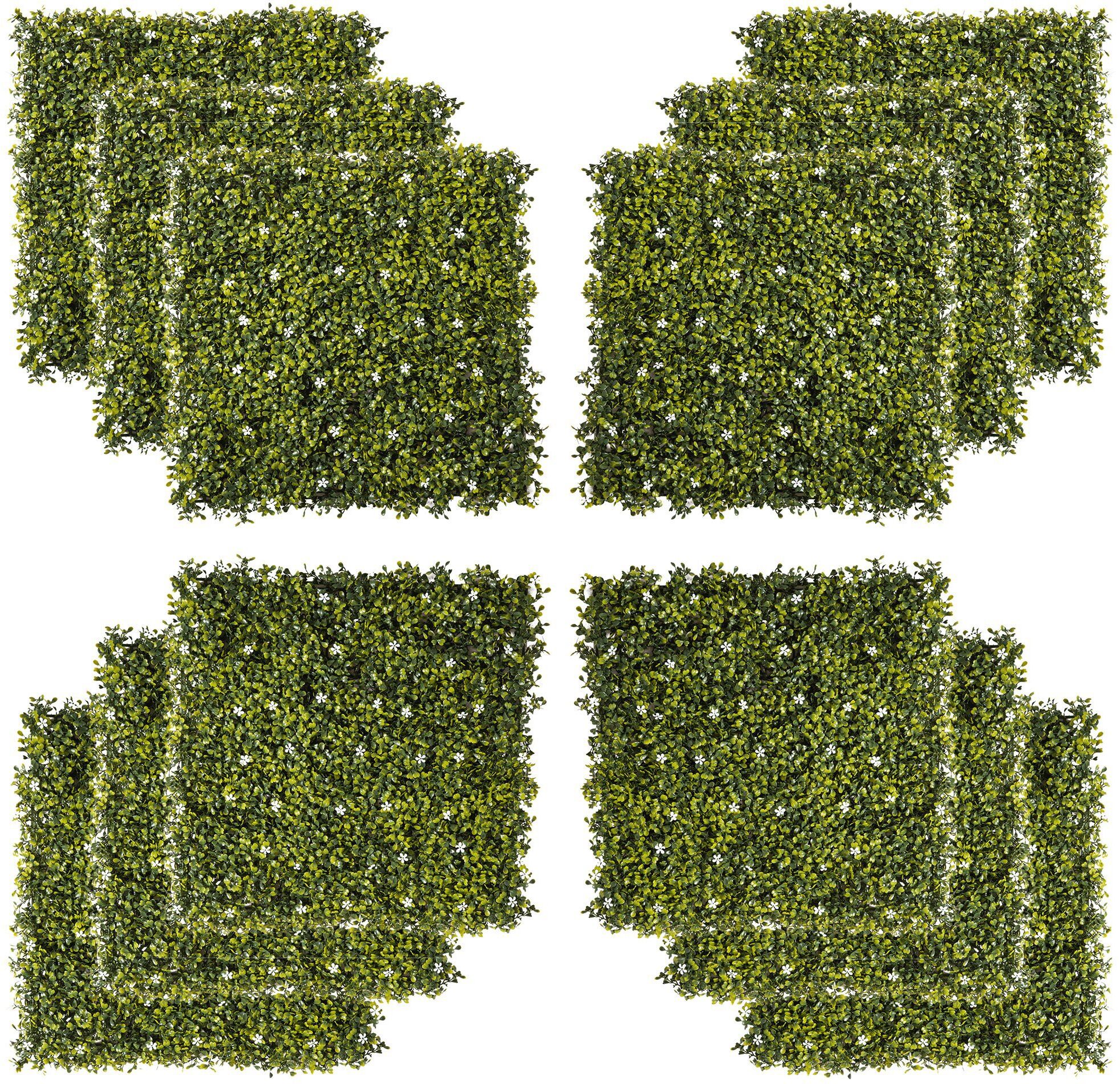 Outsunny 12PCS 20" x 20" Artificial Boxwood Panels UV Protected Milan Leaf Grass Privacy Fence Screen Topiary Hedge Plant Greenery Wall for Home