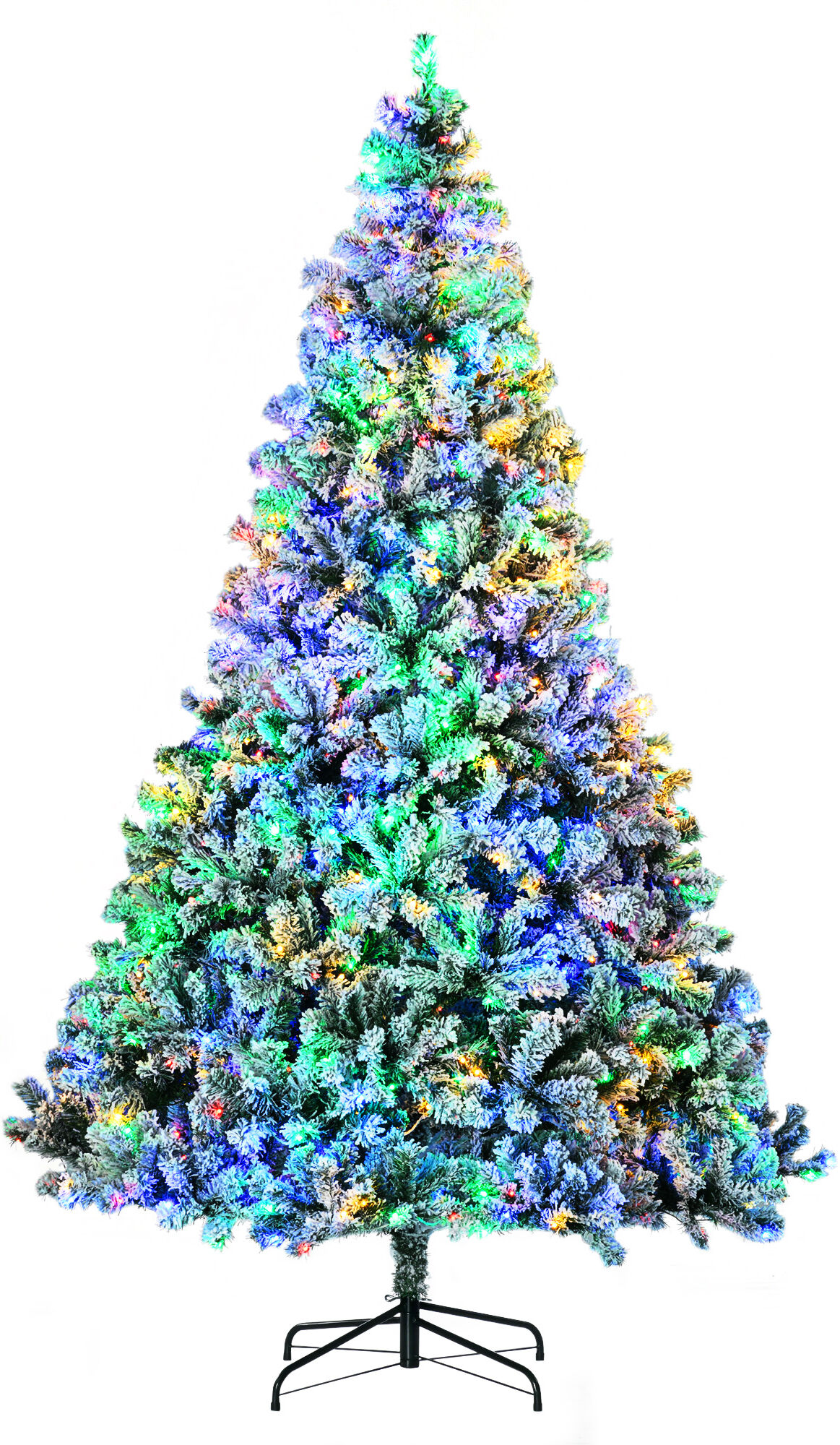 HOMCOM 9ft Artificial Snow Christmas Tree with Frosted Branches LED Lights Steel Base for Luxurious Holiday Decor   Aosom.com