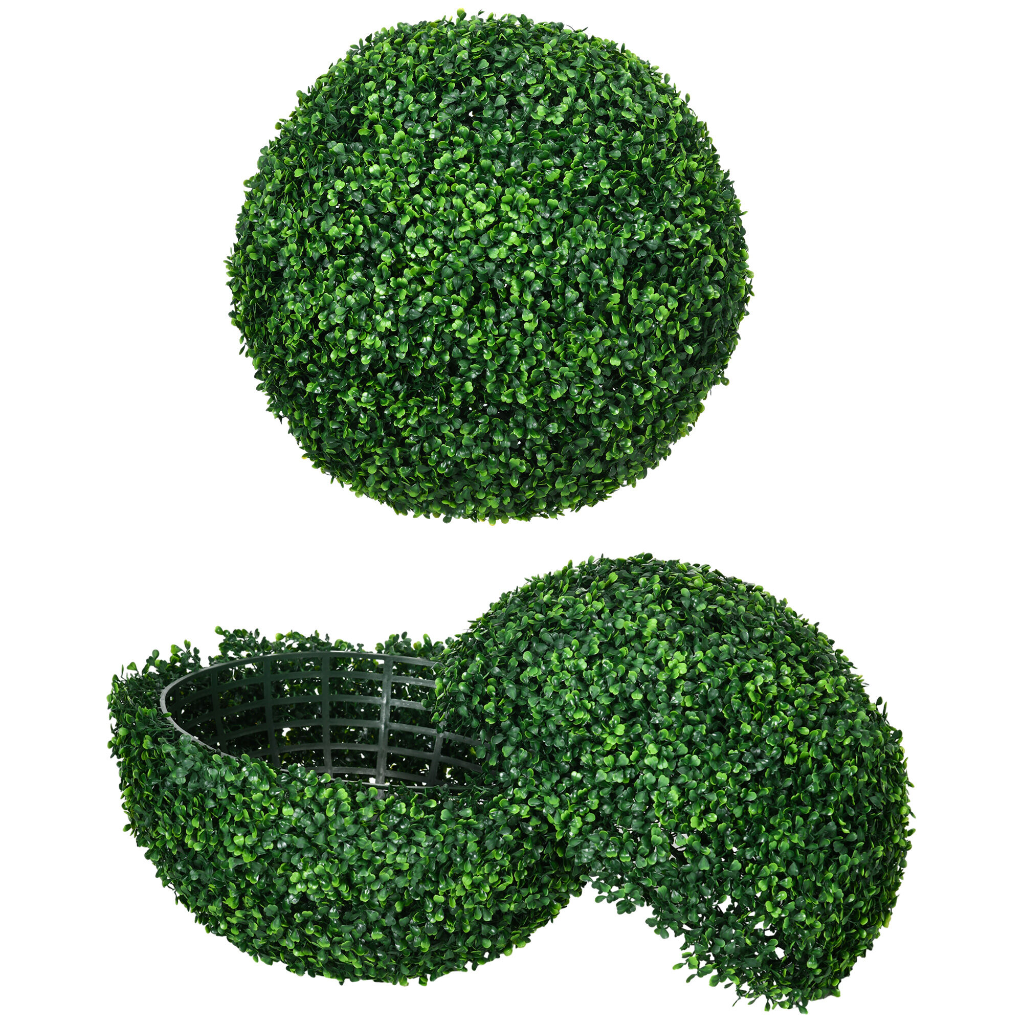 HOMCOM 2 Pack 19.75" Artificial Ball Boxwood Topiary Trees Balls, Indoor Outdoor Fake Plants for Home, Office & Living Room Decor