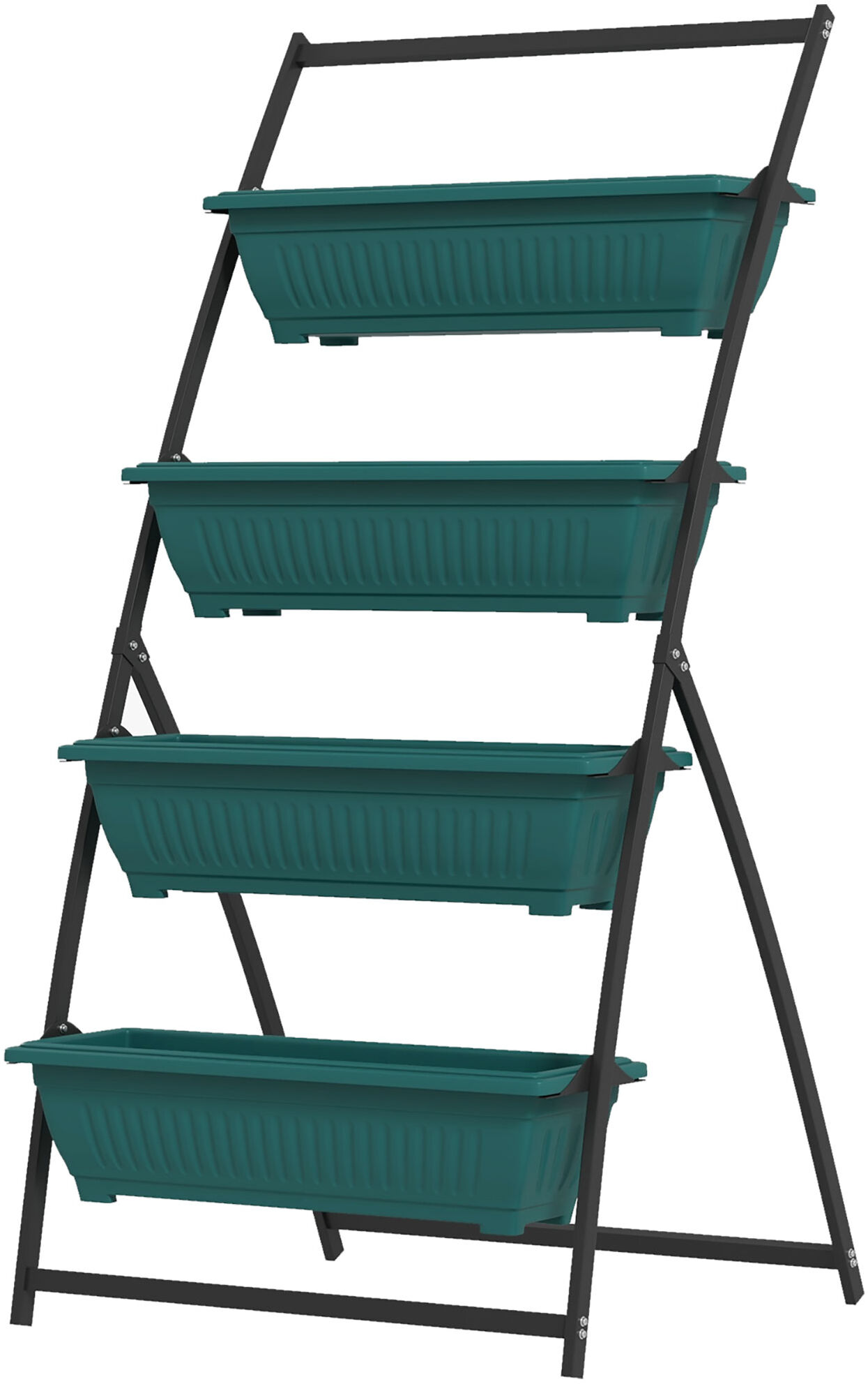 Outsunny 4-Tier Vertical Garden Planter Green Outdoor Plant Stand for Vegetables and Flowers with 4 Boxes   Aosom.com