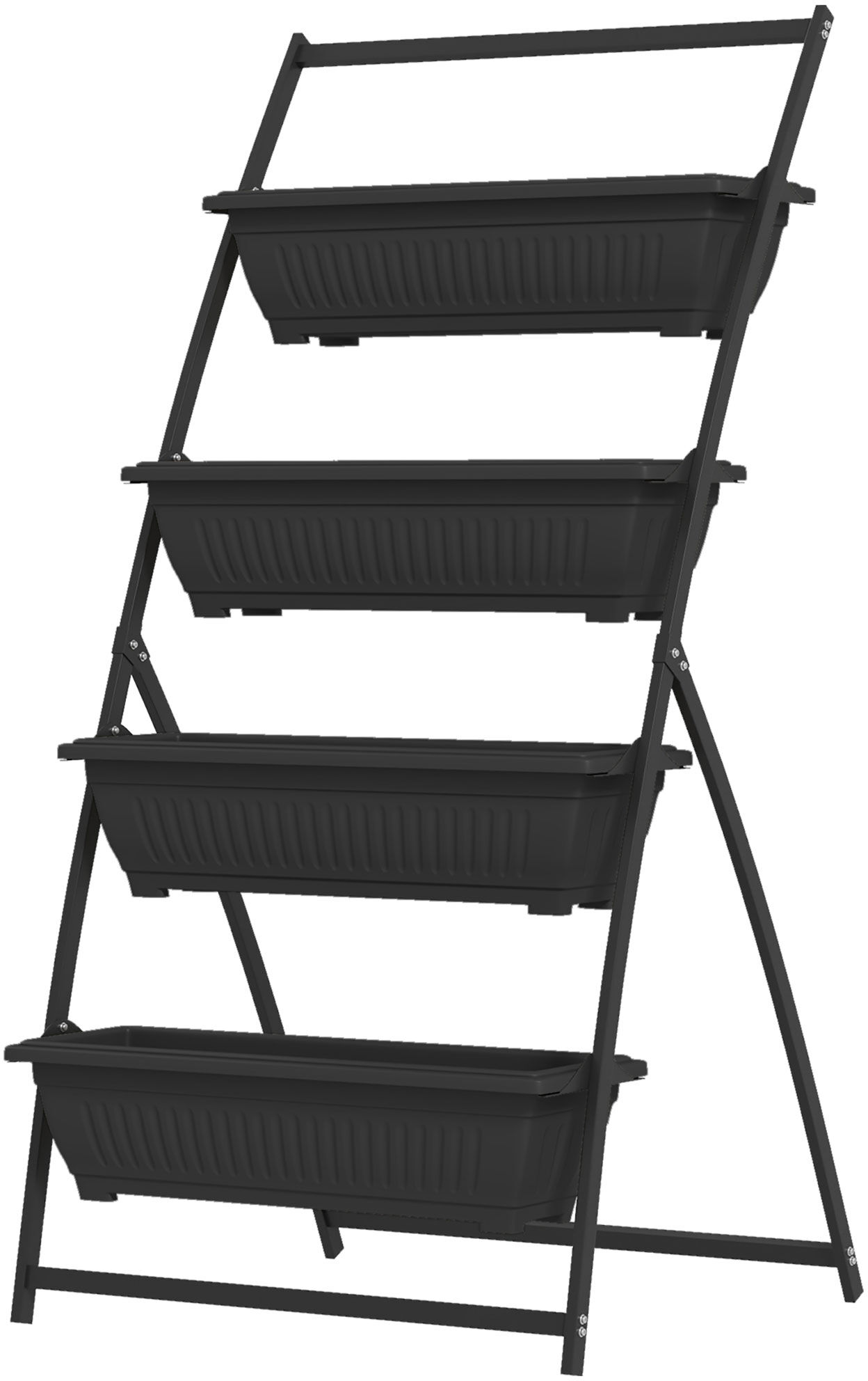 Outsunny 4-Tier Vertical Garden Planter Black Outdoor Plant Stand for Vegetables and Flowers with 4 Boxes   Aosom.com