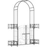 Outsunny 7 Metal Garden Arbor with 4 Planter Boxes Double Doors for Party Ceremony Black   Aosom.com