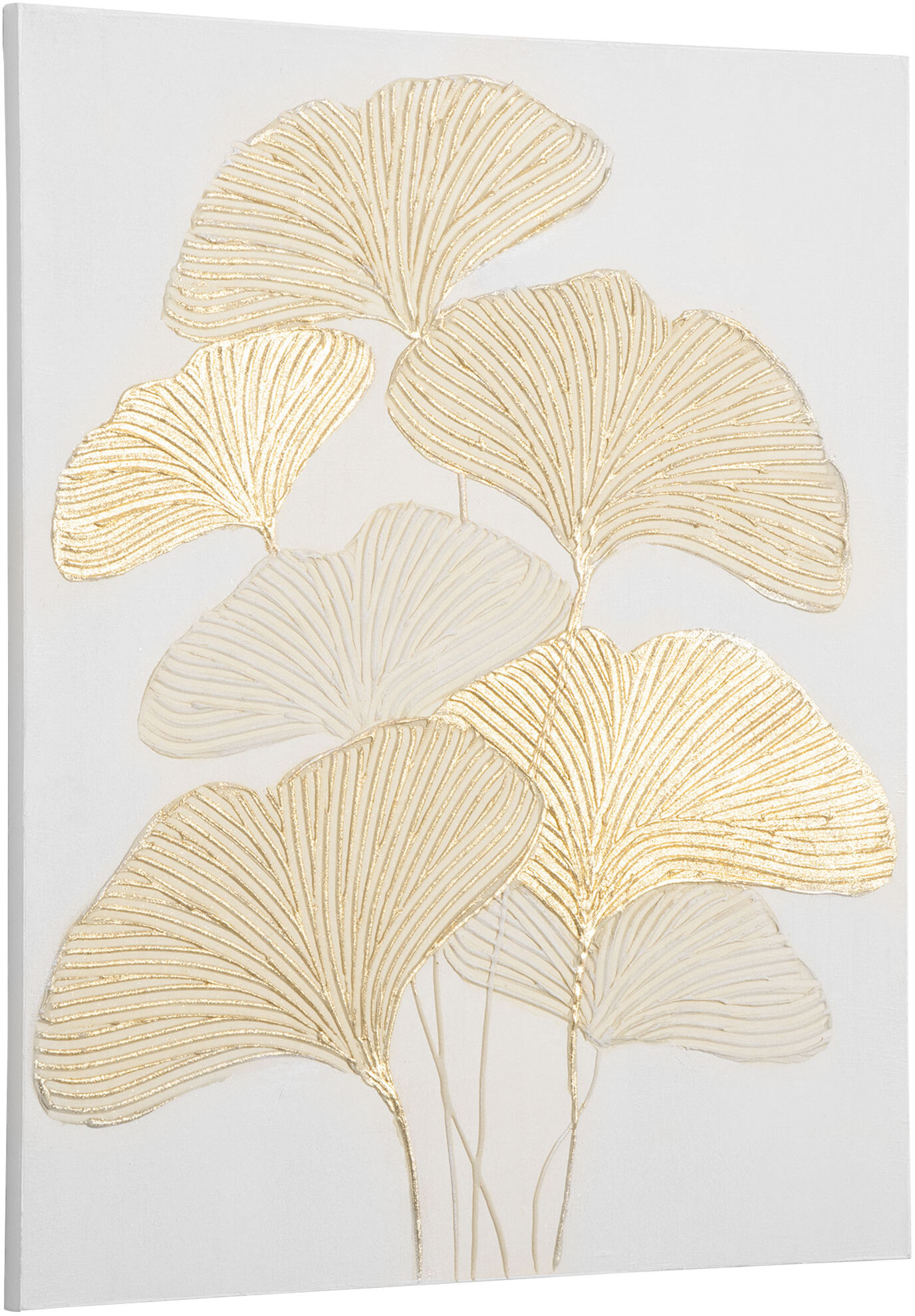 HOMCOM Hand-Painted Gold Ginkgo Leaves Canvas Wall Art for Home Decor 39.25 x 31.5   Aosom.com