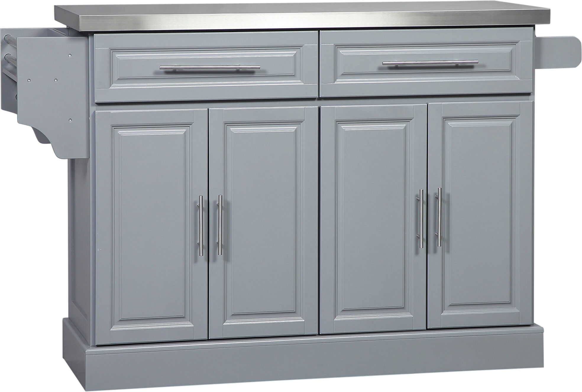 HOMCOM Movable Kitchen Companion: Gray Cart with Stainless Top, Drawers, Racks & Cabinets on Wheels   Aosom.com