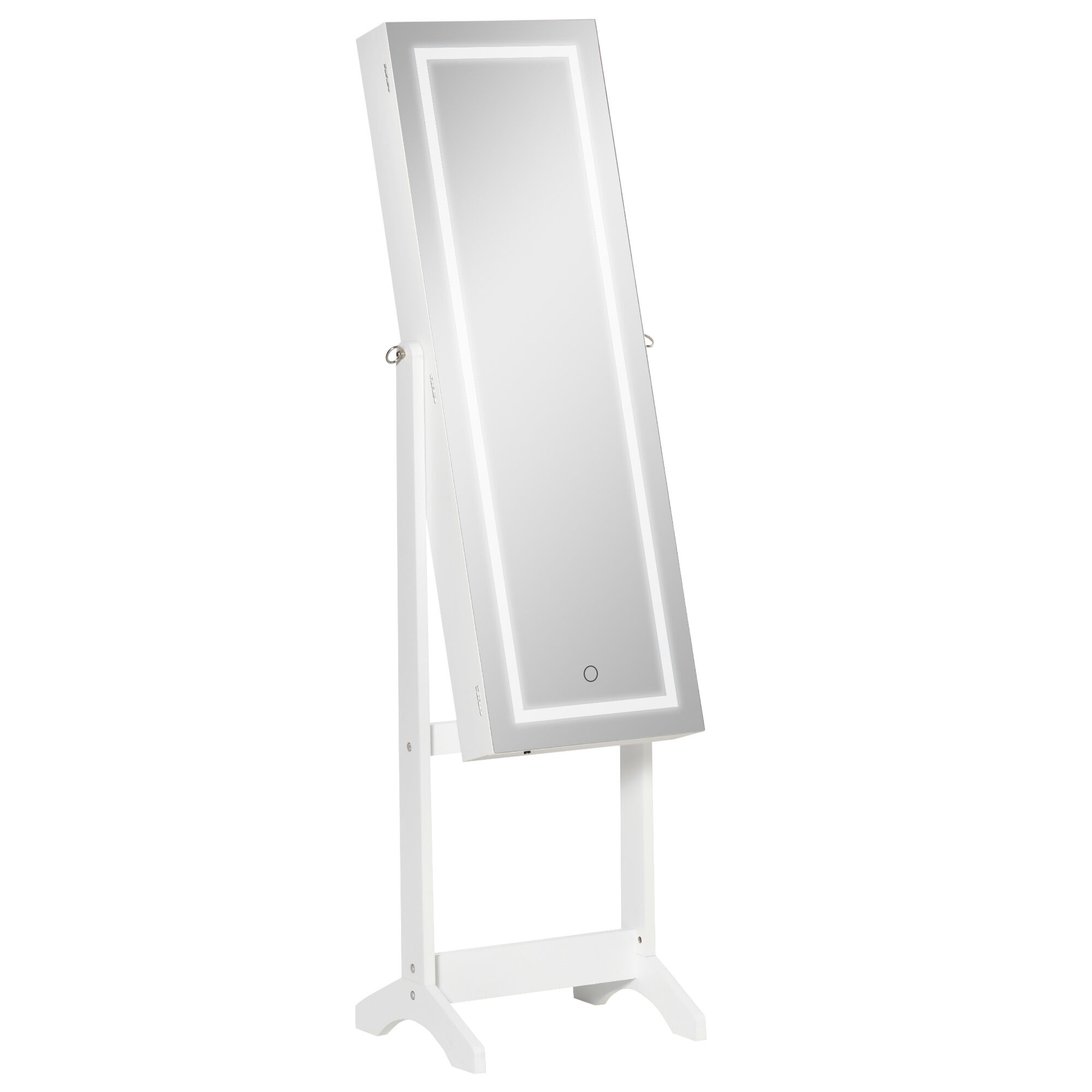 HOMCOM Lockable Jewelry Cabinet with Full-Length Mirror Adjustable White Floor Standing Organizer   Aosom.com