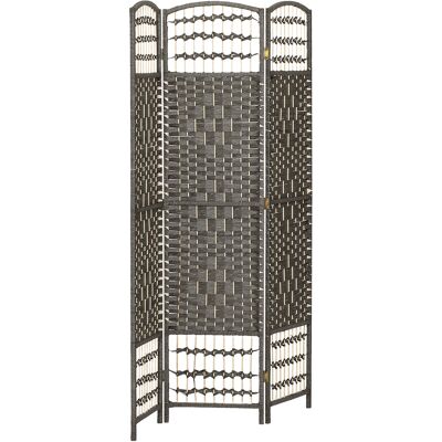 HOMCOM 3 Panel Folding Room Divider Portable Privacy Screen Wave Fiber Room Partition for Home Office Dark Gray HOMCOM 3 Panel Folding Room Divider Portable Privacy Screen Wave Fiber Room Partition for Home Office Dark Gray