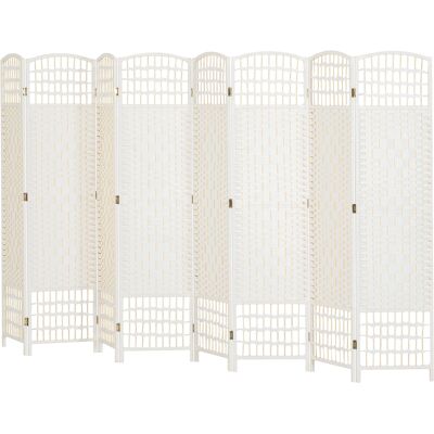 HOMCOM 8 Panel Folding Room Divider Portable Privacy Screen Wave Fiber Room Partition for Home Office White HOMCOM 8 Panel Folding Room Divider Portable Privacy Screen Wave Fiber Room Partition for Home Office White