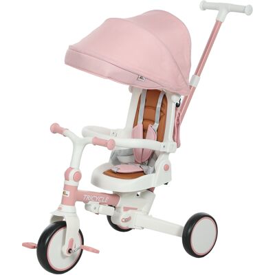 Qaba 7 in 1 Tricycle Stroller for Toddler 1-5 Years w/ Adjustable Push Handle, Rotatable Seat, Removable Canopy, Pink Qaba 7 in 1 Tricycle Stroller for Toddler 1-5 Years w/ Adjustable Push Handle, Rotatable Seat, Removable Canopy, Pink