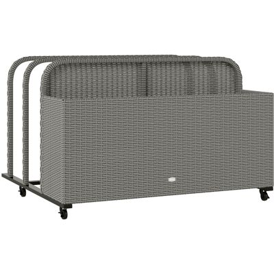 Outsunny PE Rattan Pool Float Storage Organizer with Wheels, Mixed Gray Outsunny PE Rattan Pool Float Storage Organizer with Wheels, Mixed Gray