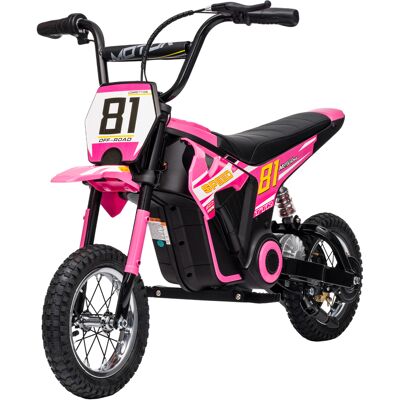 Qaba 24V Kids Motorcycle, Electric Dirt Bike with 250W Motor, Up to 9.9 MPH, 12" Inflatable Tires and Rear Suspension, Pink Qaba 24V Kids Motorcycle, Electric Dirt Bike with 250W Motor, Up to 9.9 MPH, 12" Inflatable Tires and Rear Suspension, Pink