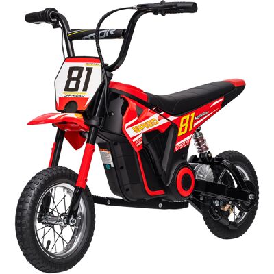Qaba 24V Kids Motorcycle, Electric Dirt Bike with 250W Motor, Up to 9.9 MPH, 12" Inflatable Tires and Rear Suspension, Red Qaba 24V Kids Motorcycle, Electric Dirt Bike with 250W Motor, Up to 9.9 MPH, 12" Inflatable Tires and Rear Suspension, Red
