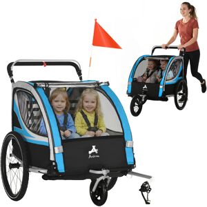 Aosom 3-in-1 Bike Trailer for Kids, Running Stroller with 2 Seats, Jogging Cart with 5-Point Harness, Storage Units, Blue Aosom.com Aosom 3-in-1 Bike Trailer for Kids, Running Stroller with 2 Seats, Jogging Cart with 5-Point Harness, Storage Units, Blue Aosom.com
