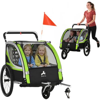 Aosom Kiddie Cruiser: 3-in-1 Emerald Bike Trailer, Stroller & Jogger with Safety Harnesses & Storage Galore Aosom.com Aosom Kiddie Cruiser: 3-in-1 Emerald Bike Trailer, Stroller & Jogger with Safety Harnesses & Storage Galore Aosom.com