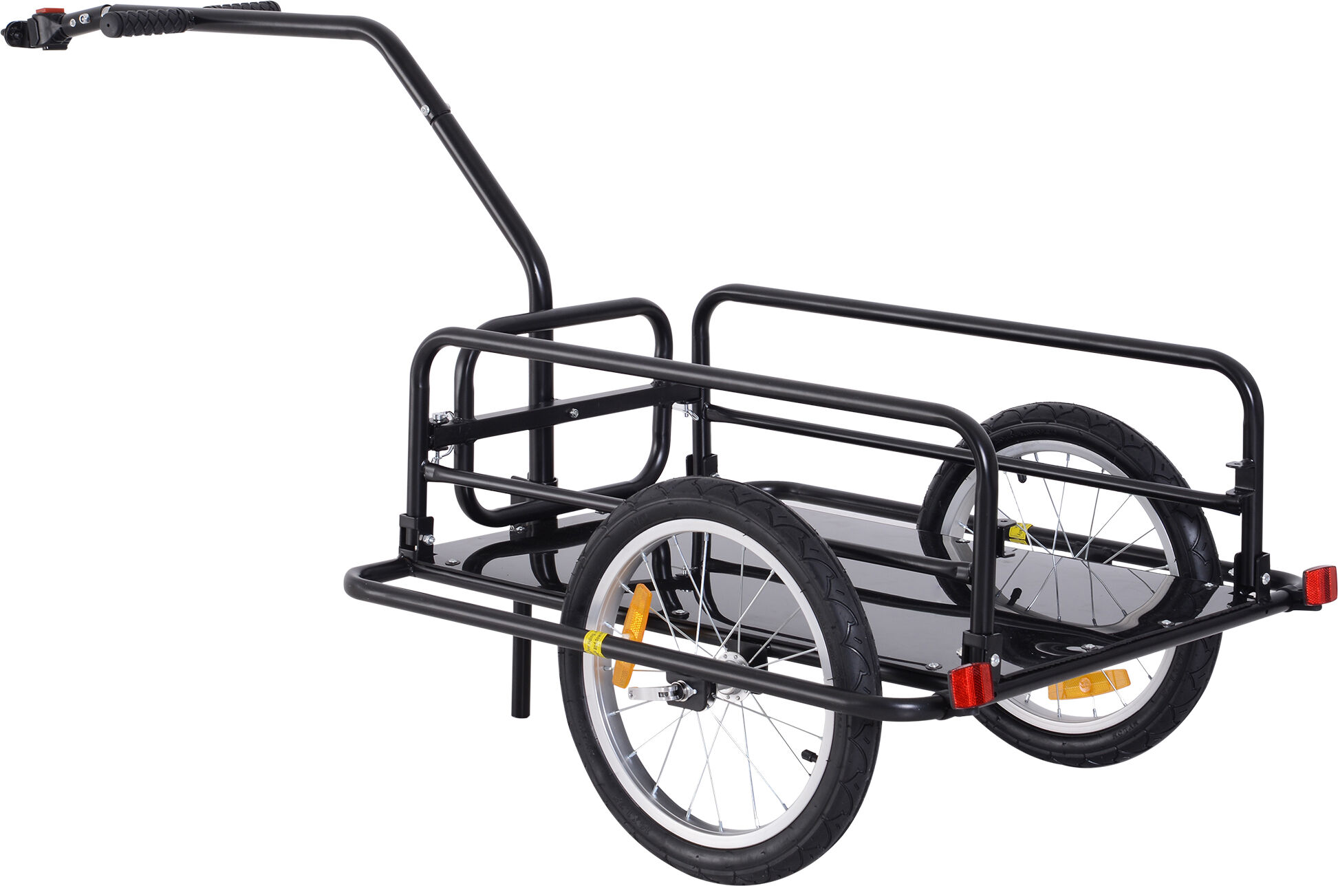 Aosom Folding Bicycle Bike Cargo Storage Cart and Luggage Trailer with Hitch - Black